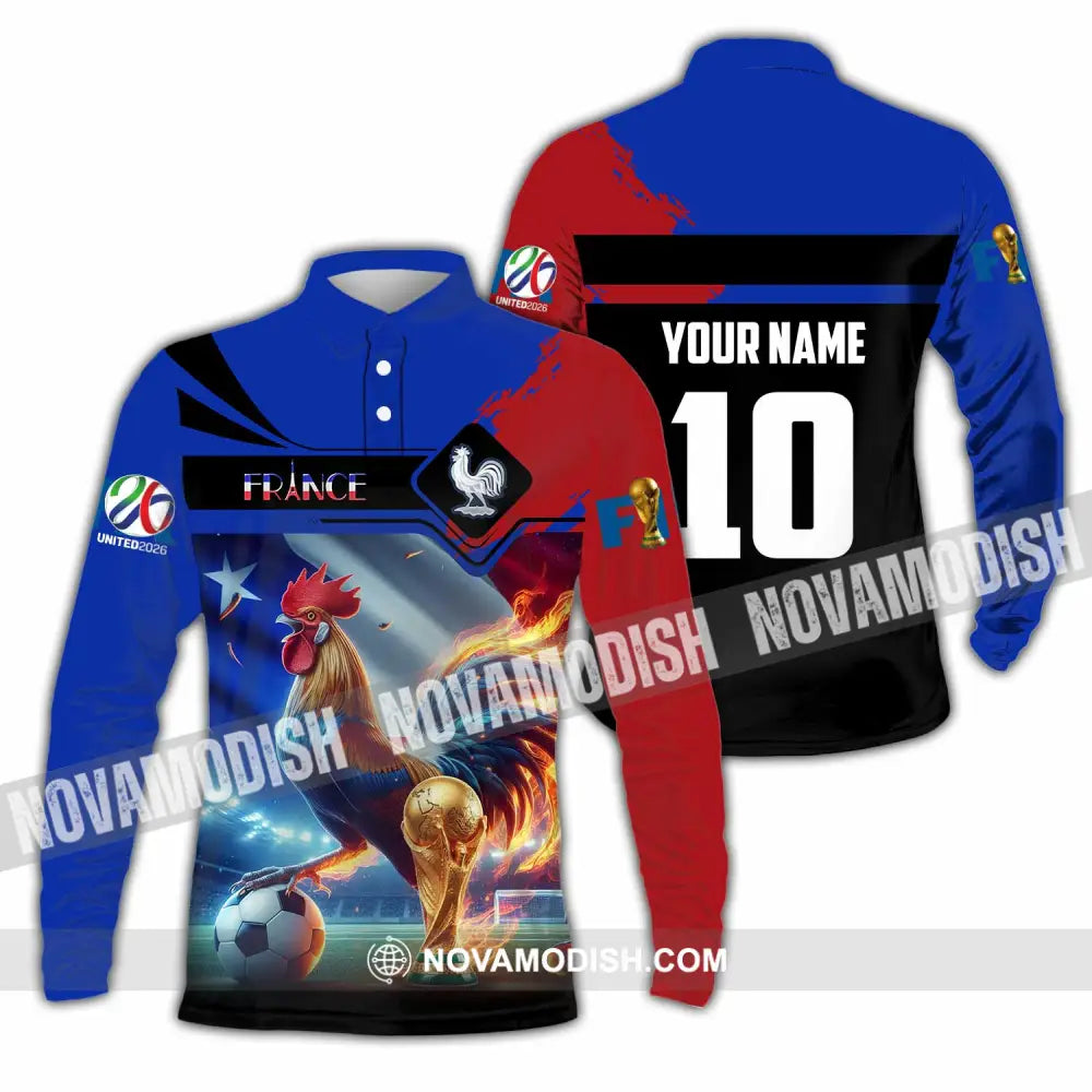 Unisex Shirt - Custom France 3D Shirt Long Sleeve Polo / S T-shirt