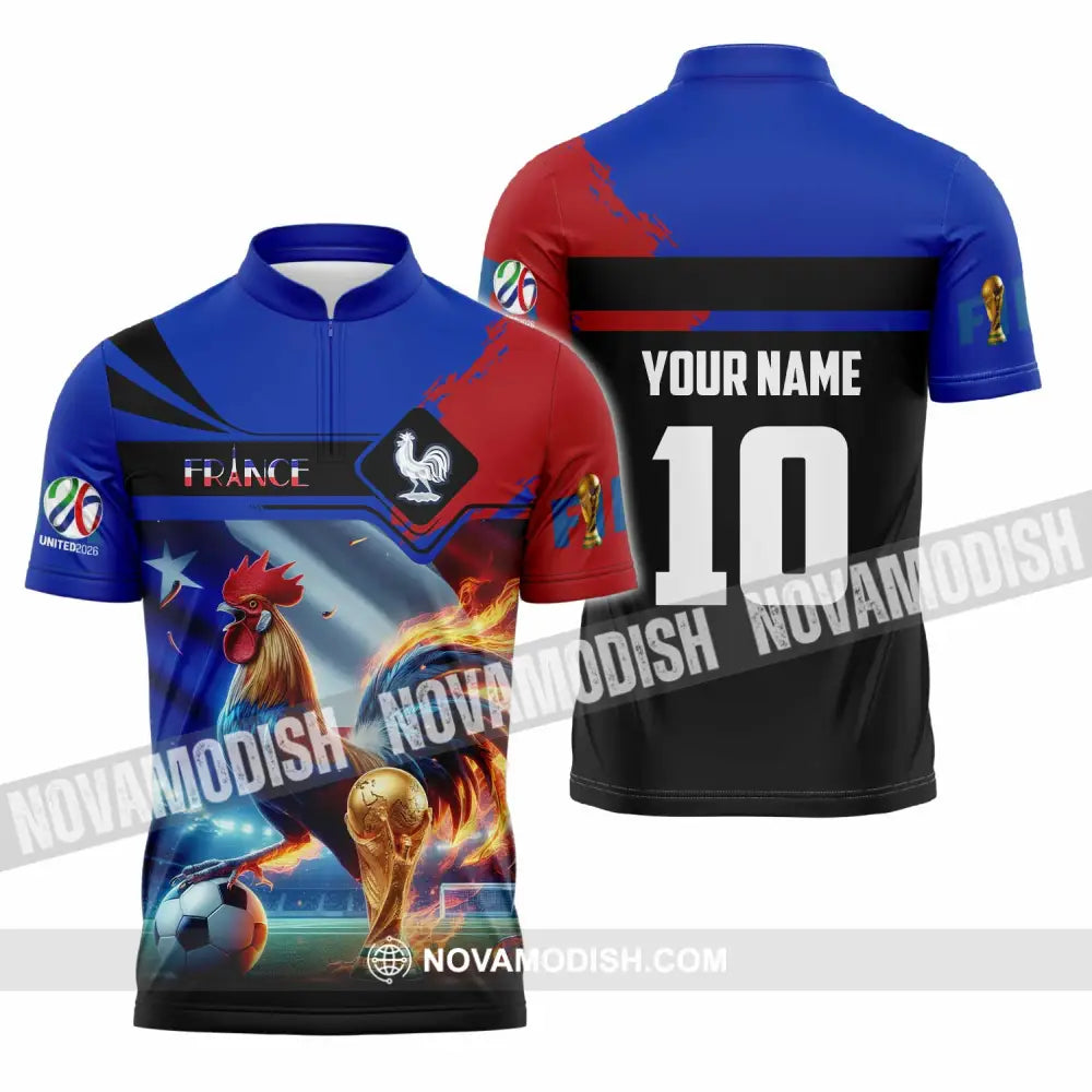 Unisex Shirt - Custom France 3D Shirt Zipper Polo Shirt / S T-shirt