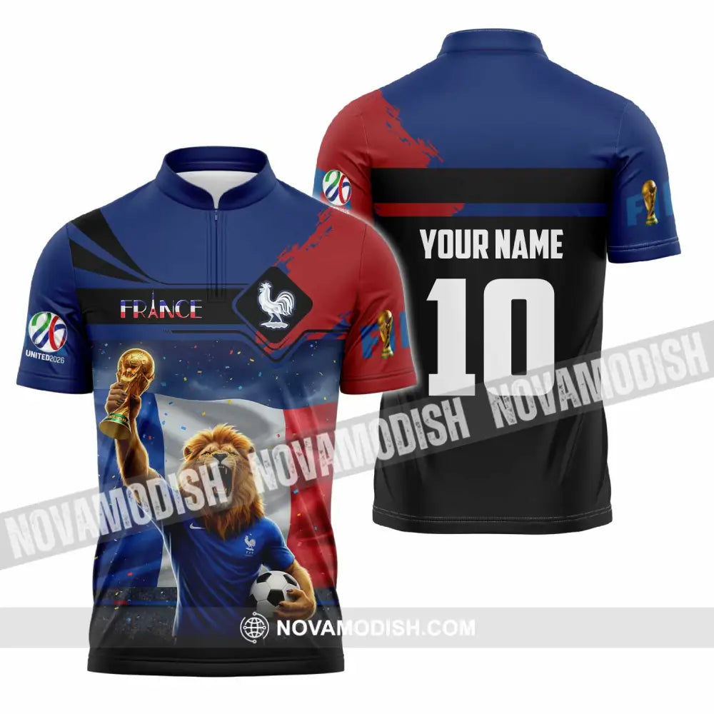 Unisex Shirt - Custom France 3D Shirt Zipper Polo Shirt / S T-shirt