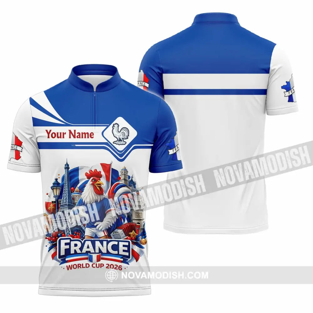 Unisex Shirt - Custom France Fifa World Cup 2026 3D Shirt Zipper Polo Shirt / S T-shirt