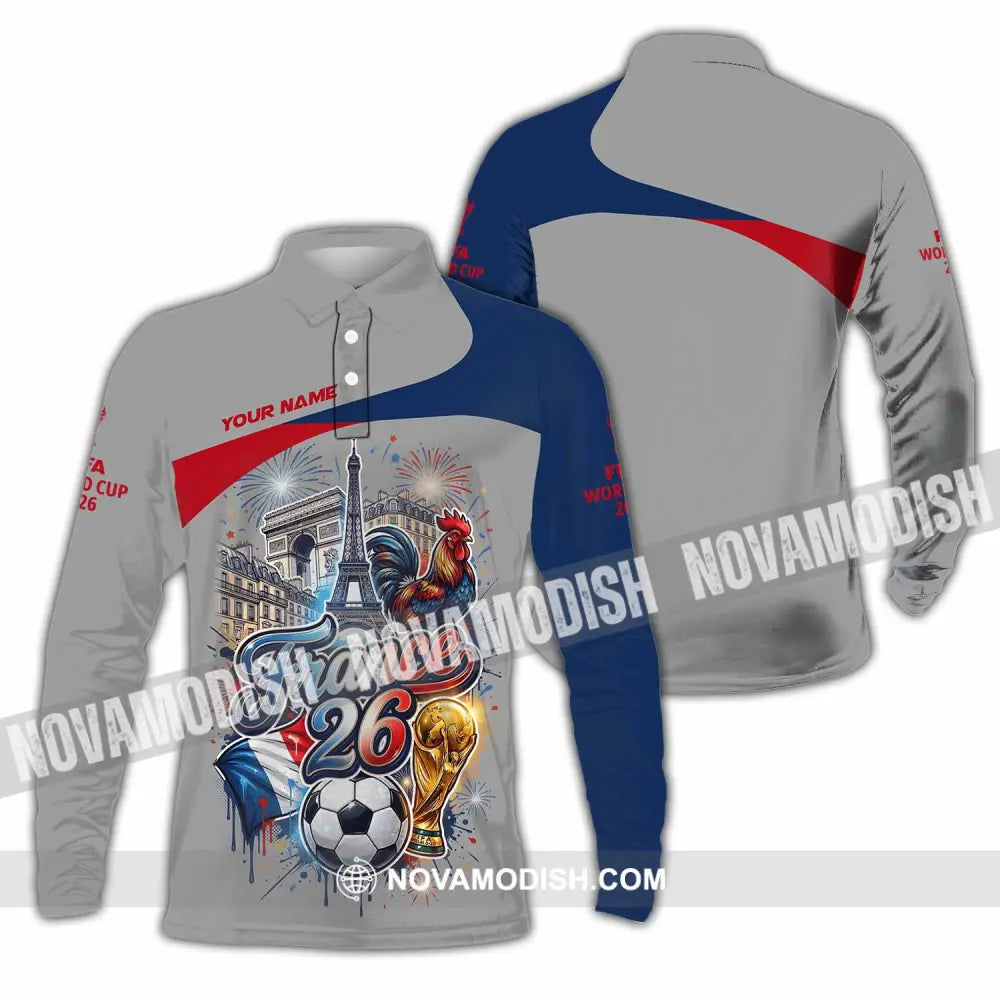 Unisex Shirt - Custom France World Cup 2026 3D Shirt - Long Sleeve Polo / S - T-shirt