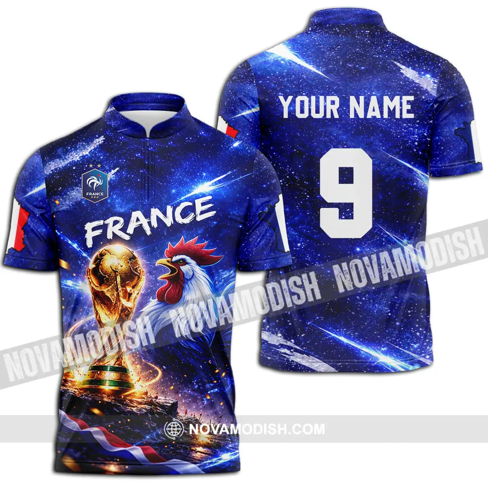 Unisex Shirt - Custom France World Cup 2026 3D Shirt Zipper Polo Shirt / S T-shirt