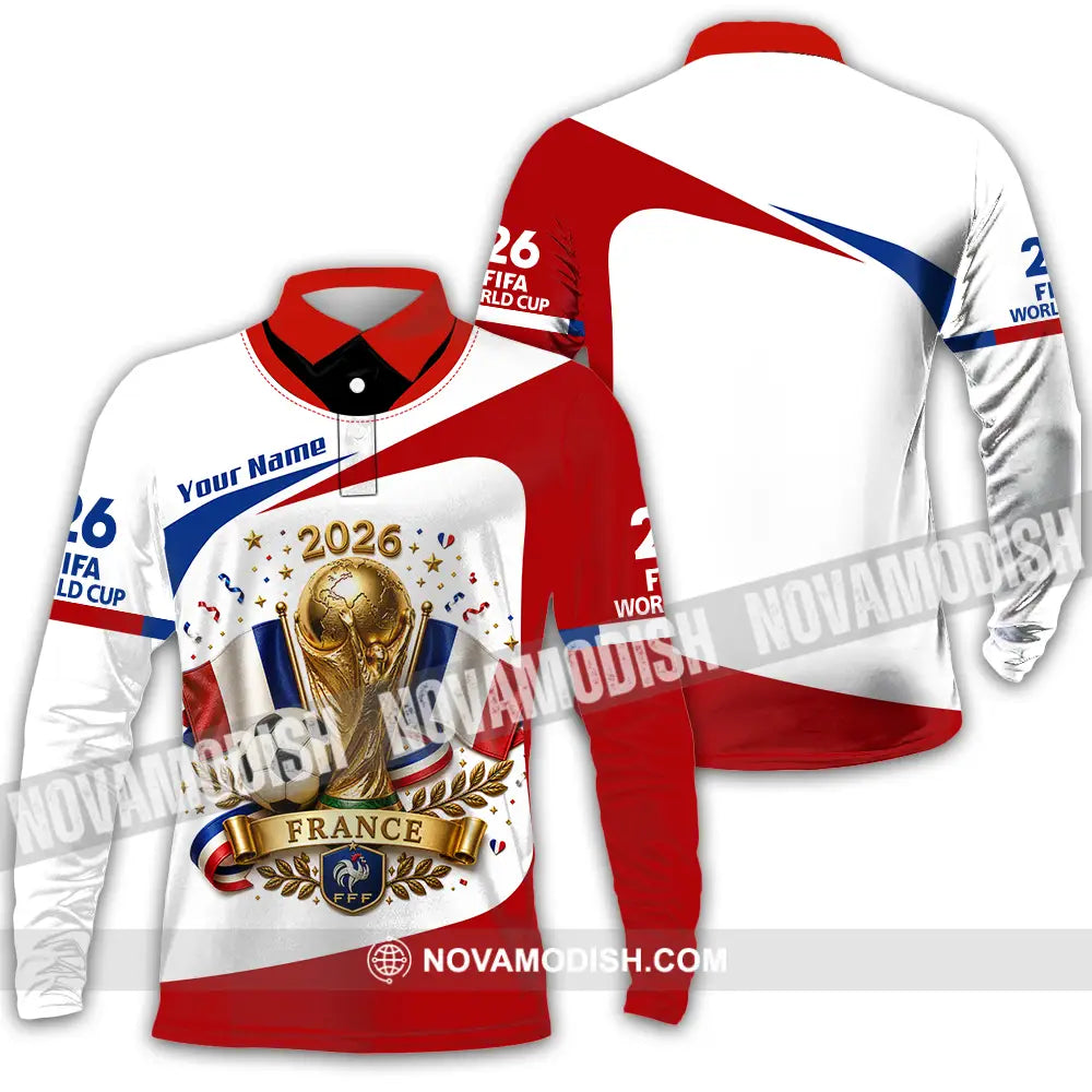 Unisex Shirt - Custom France World Cup 2026 Shirt - Long Sleeve Polo / S - T-shirt