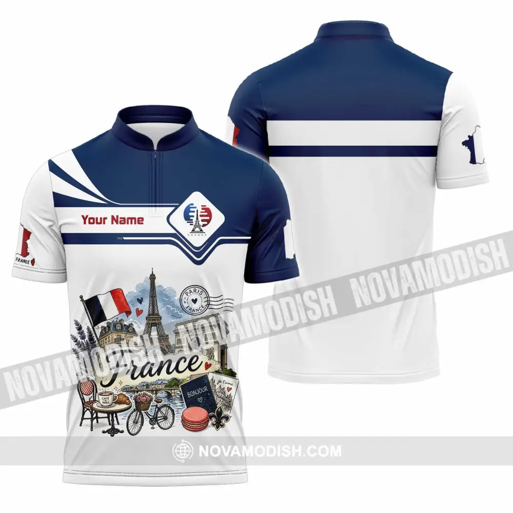 Unisex Shirt - Custom France Shirt - Zipper Polo Shirt / S - T-shirt