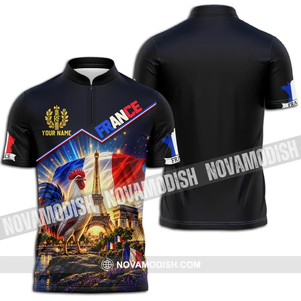 Unisex Shirt - Custom France Shirt - Zipper Polo Shirt / S - T-shirt