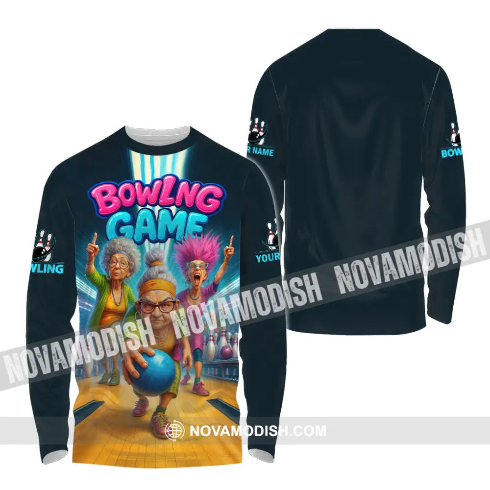 Unisex Shirt - Custom Funny Bowling Game Shirt Long Sleeve Shirt / S T-shirt