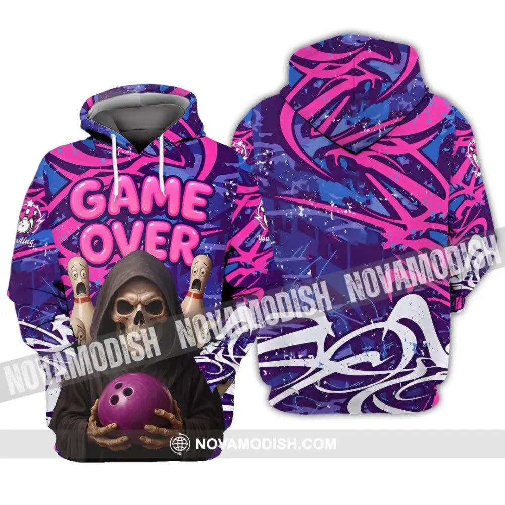Unisex Shirt - Custom Funny Bowling Game Purple Death Shirt Hoodie / S T-shirt