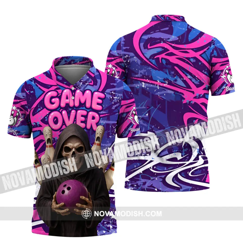 Unisex Shirt - Custom Funny Bowling Game Purple Death Shirt Polo Shirt / S T-shirt