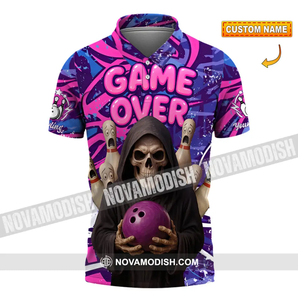 Unisex Shirt - Custom Funny Bowling Game Purple Death Shirt T-shirt