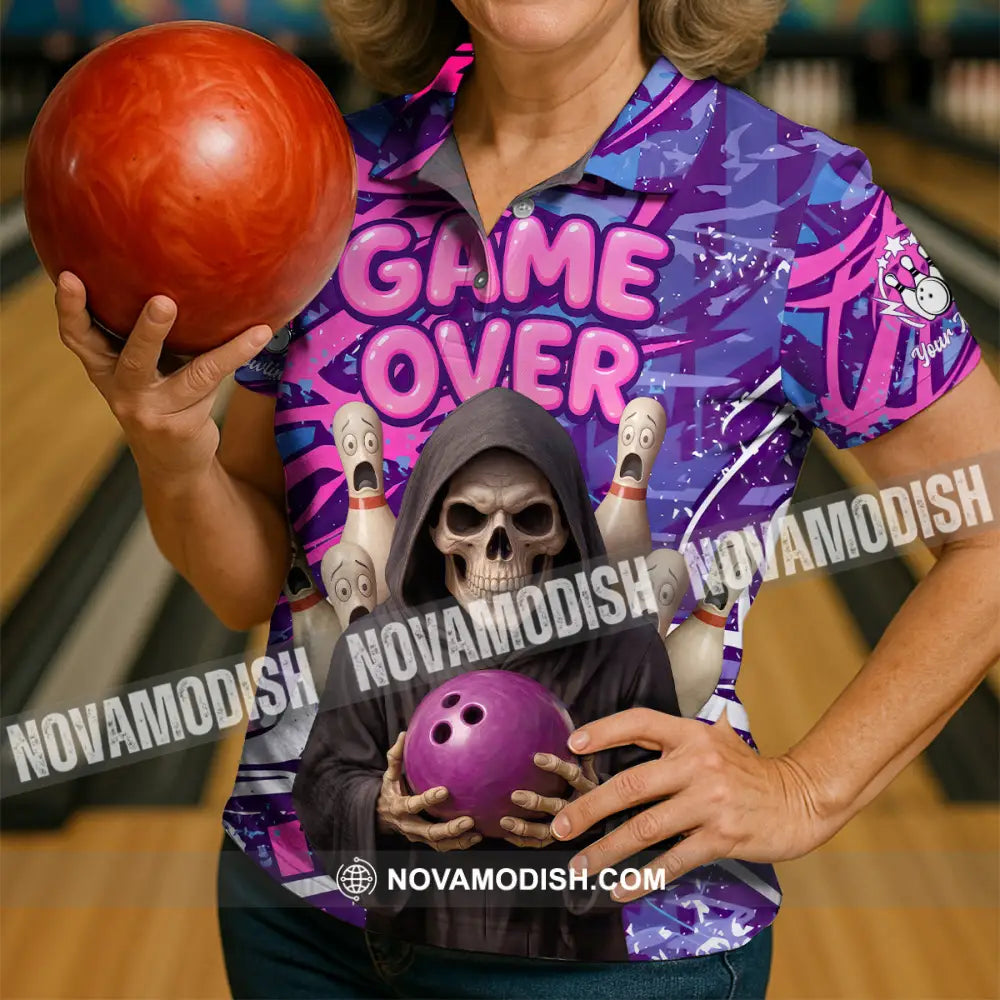 Unisex Shirt - Custom Funny Bowling Game Purple Death Shirt T-shirt