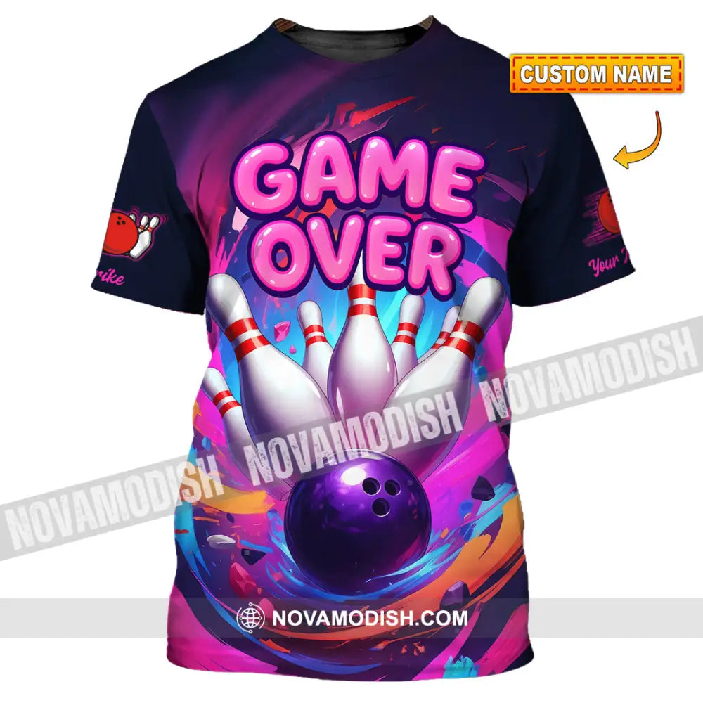 Unisex Shirt - Custom Funny Bowling Game Purple Shirt T-shirt