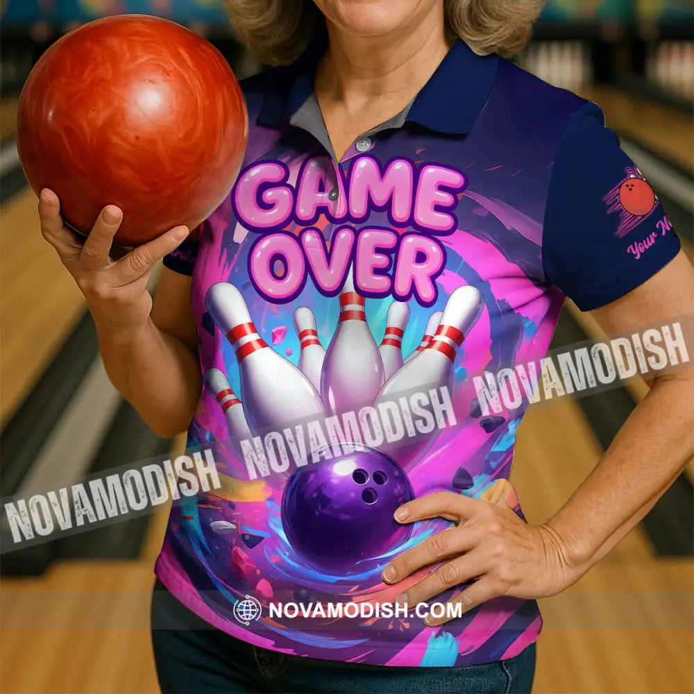 Unisex Shirt - Custom Funny Bowling Game Purple Shirt T-shirt