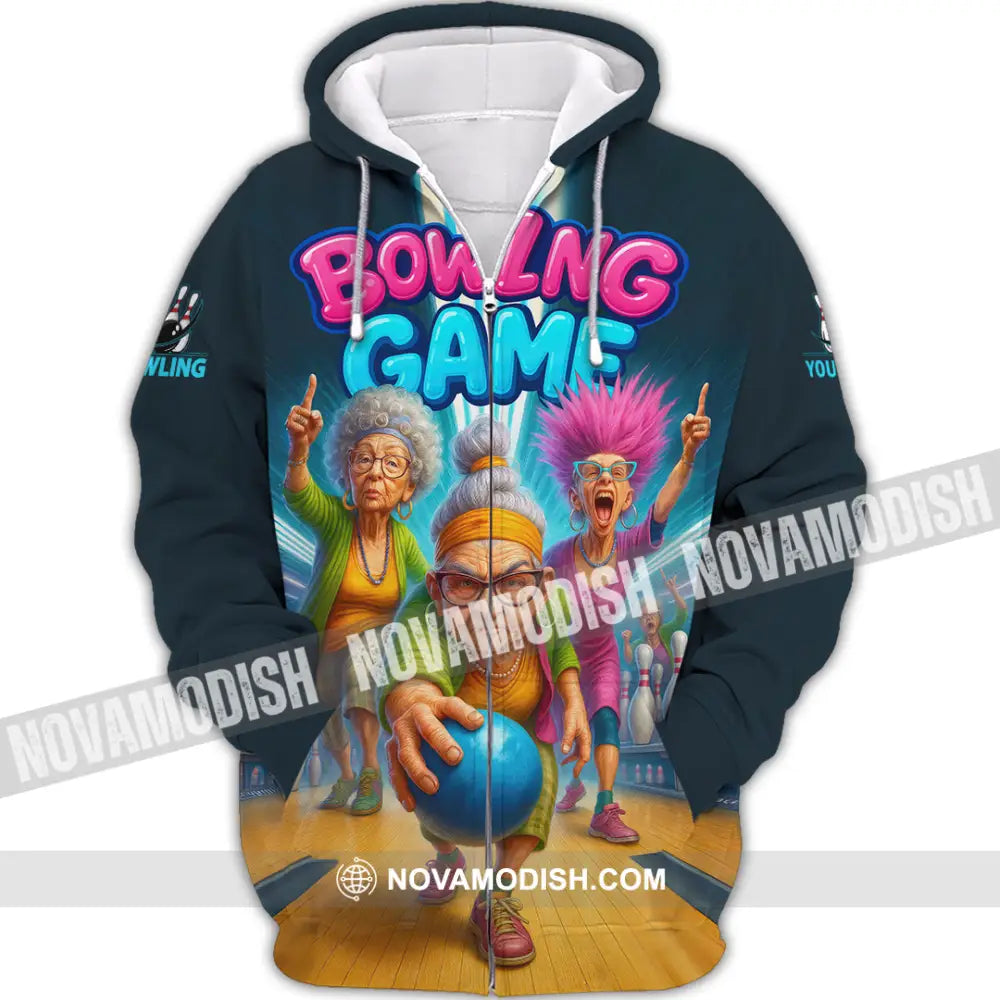Unisex Shirt - Custom Funny Bowling Game Shirt Zipper Hoodie / S T-shirt