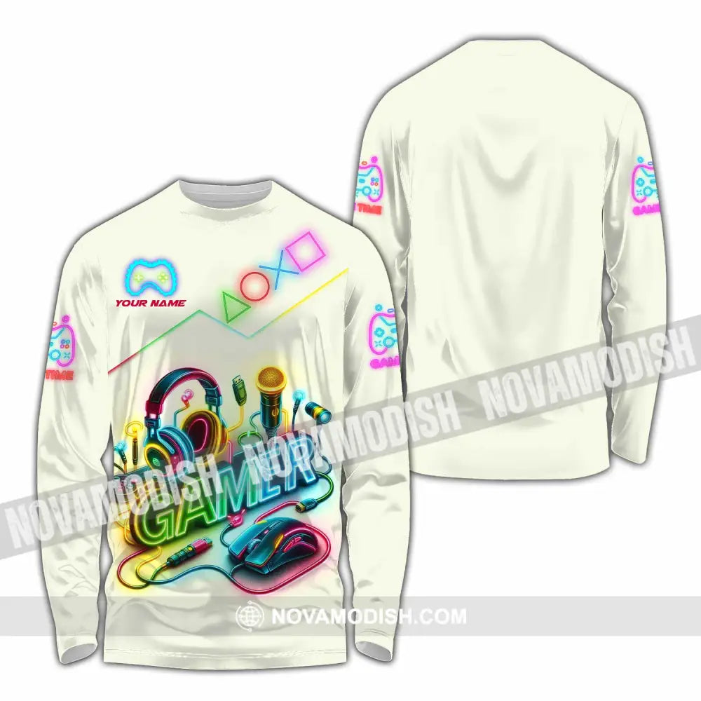 Unisex Shirt - Custom Gamer Game Time Shirt Long Sleeve Shirt / S T-shirt