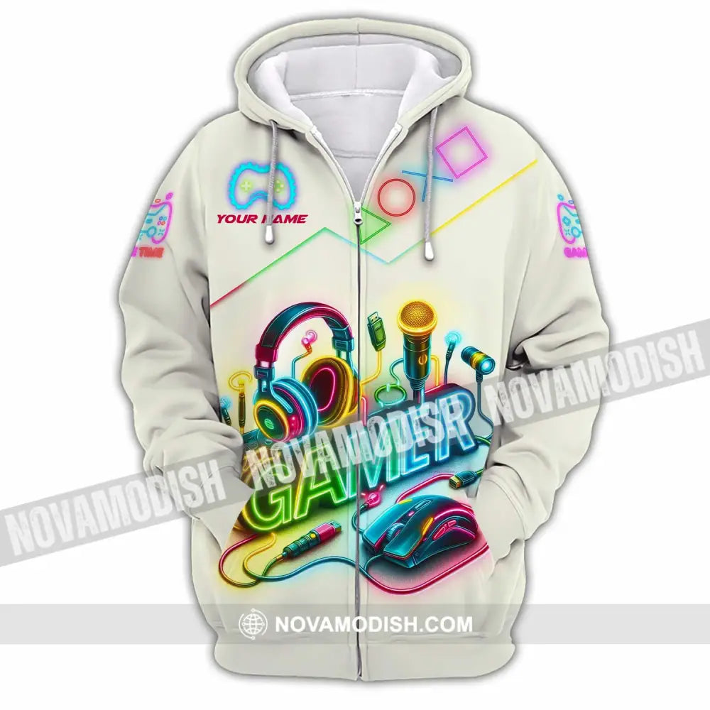 Unisex Shirt - Custom Gamer Game Time Shirt Zipper Hoodie / S T-shirt