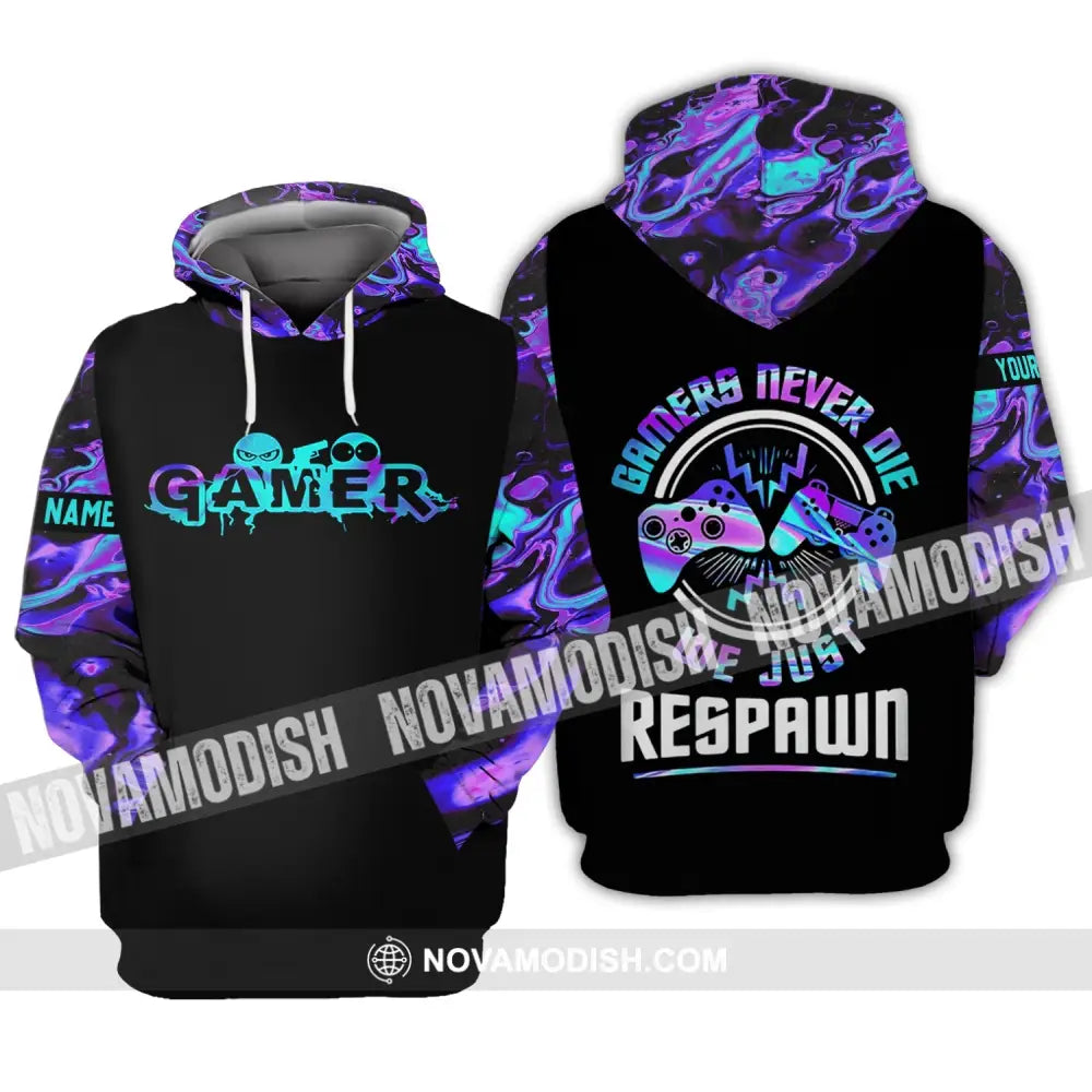 Unisex Shirt - Custom Gamer Name T-Shirt Game Never Die We Just Respawn Hoodie / S T-shirt