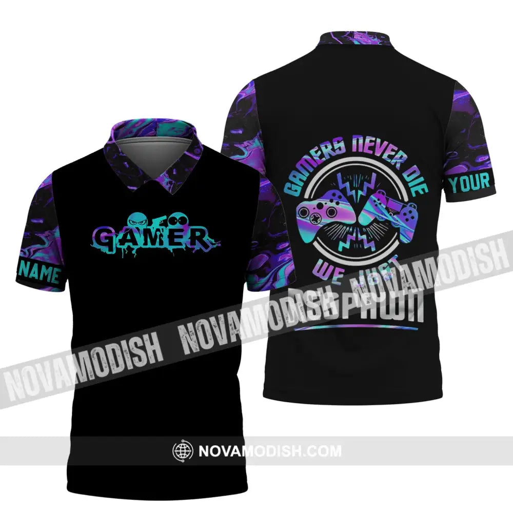 Unisex Shirt - Custom Gamer Name T-Shirt Game Never Die We Just Respawn Polo Shirt / S T-shirt