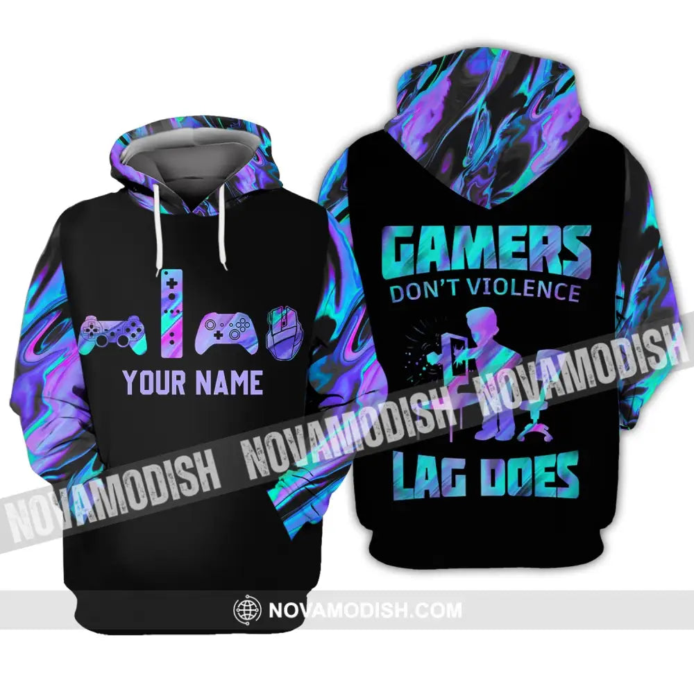 Unisex Shirt - Custom Gamer Name T-Shirt Gamers Don’t Violence Lag Does Hoodie / S T-shirt