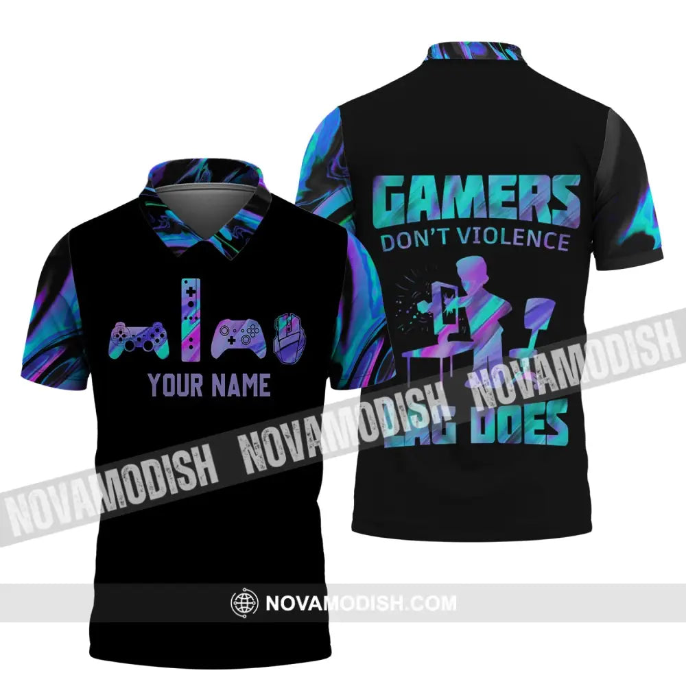 Unisex Shirt - Custom Gamer Name T-Shirt Gamers Don’t Violence Lag Does Polo Shirt / S T-shirt