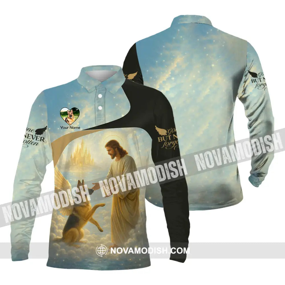 Unisex Shirt - Custom German Shepherd Gone But Never Forgotten Shirt Long Sleeve Polo / S T-shirt