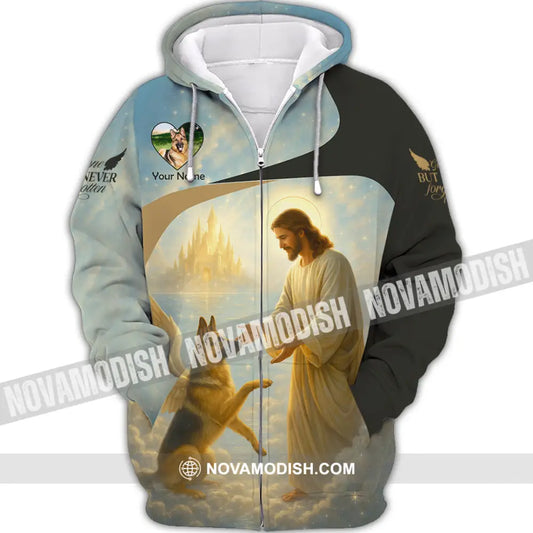 Unisex Shirt - Custom German Shepherd Gone But Never Forgotten Shirt Zipper Hoodie / S T-shirt