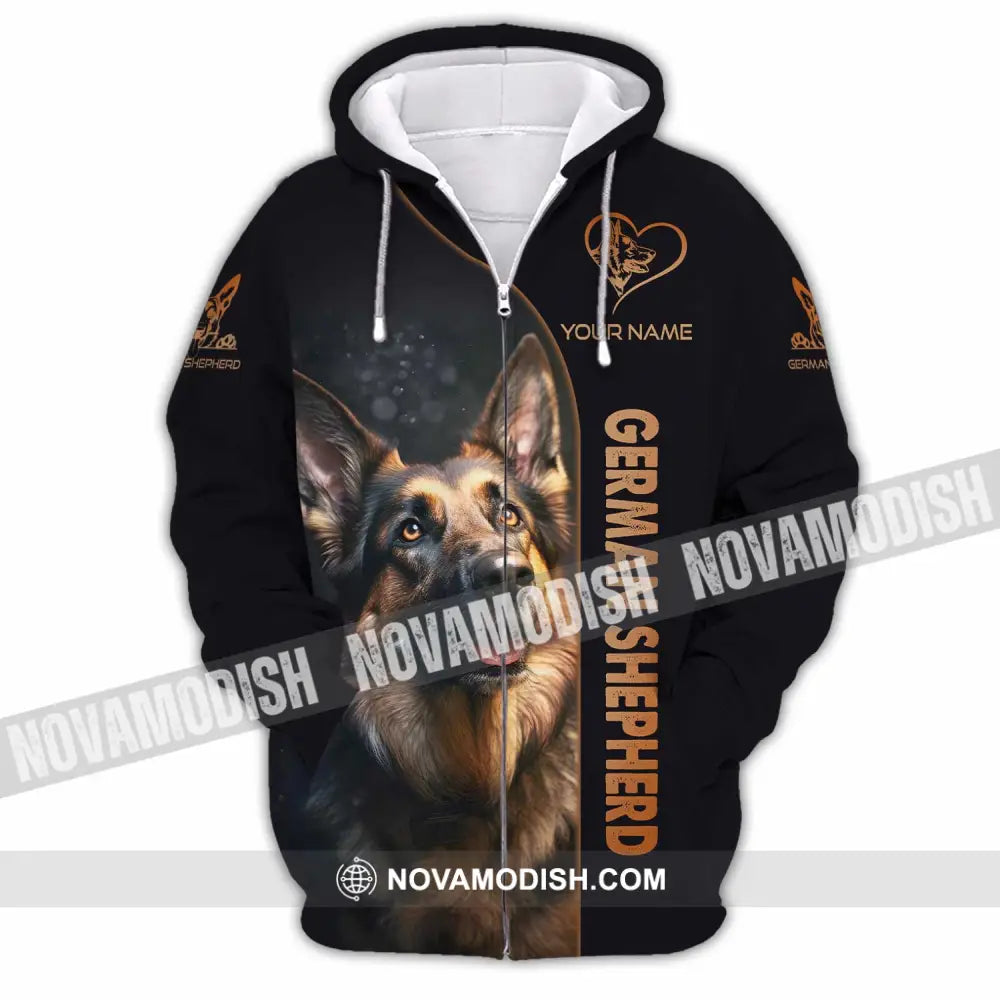 Unisex Shirt - Custom German Shepherd Lover Shirt Zipper Hoodie / S T-shirt