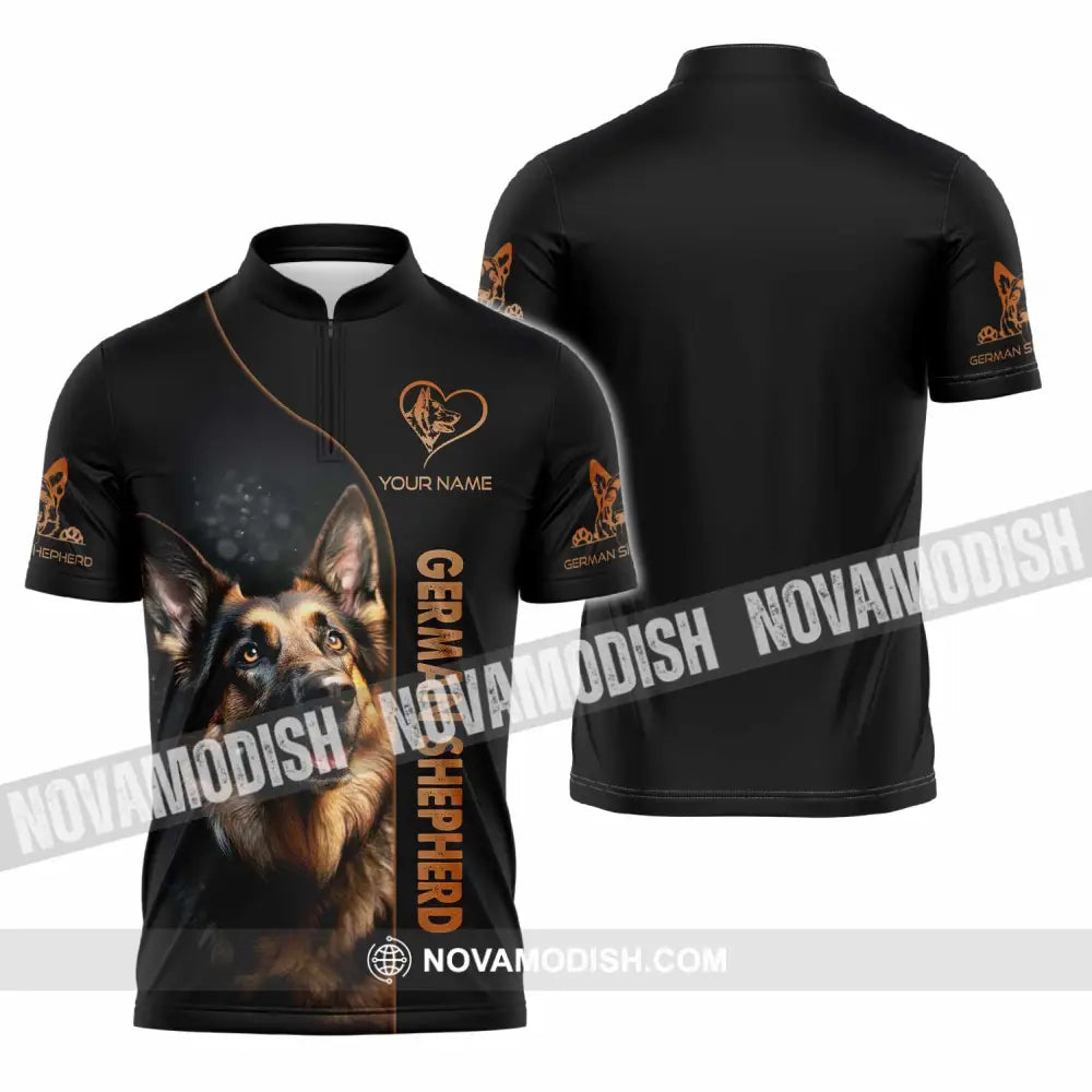 Unisex Shirt - Custom German Shepherd Lover Shirt Zipper Polo Shirt / S T-shirt