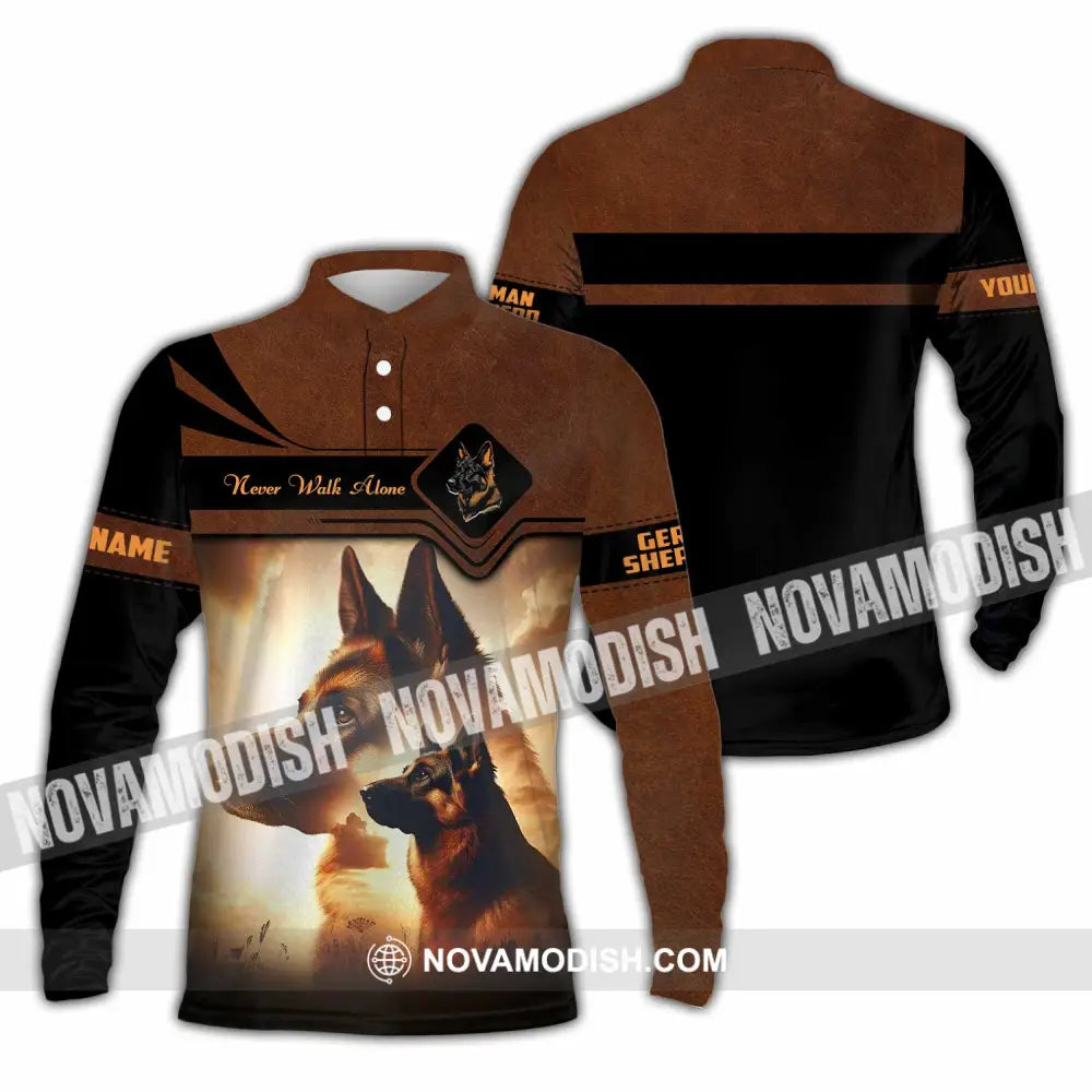 Unisex Shirt - Custom German Shepherd Never Walk Alone Shirt Long Sleeve Polo / S T-shirt