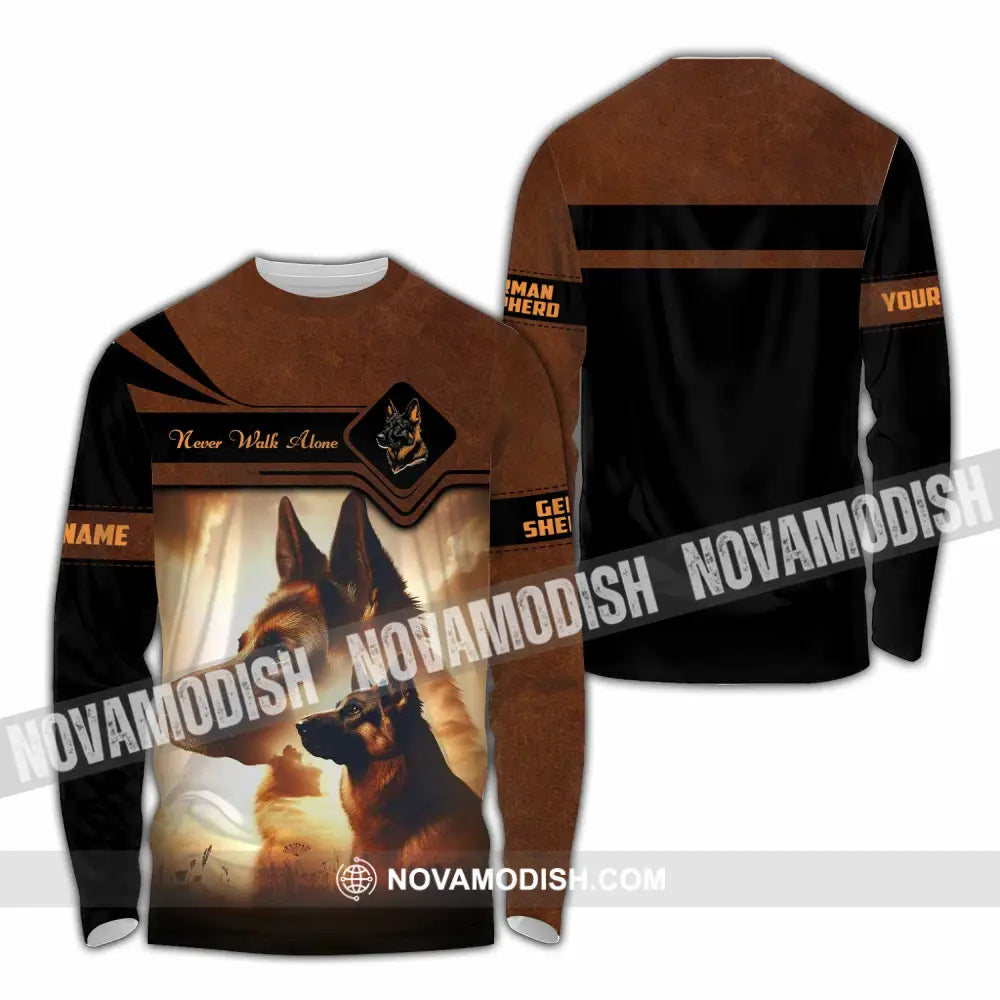 Unisex Shirt - Custom German Shepherd Never Walk Alone Shirt Long Sleeve Shirt / S T-shirt