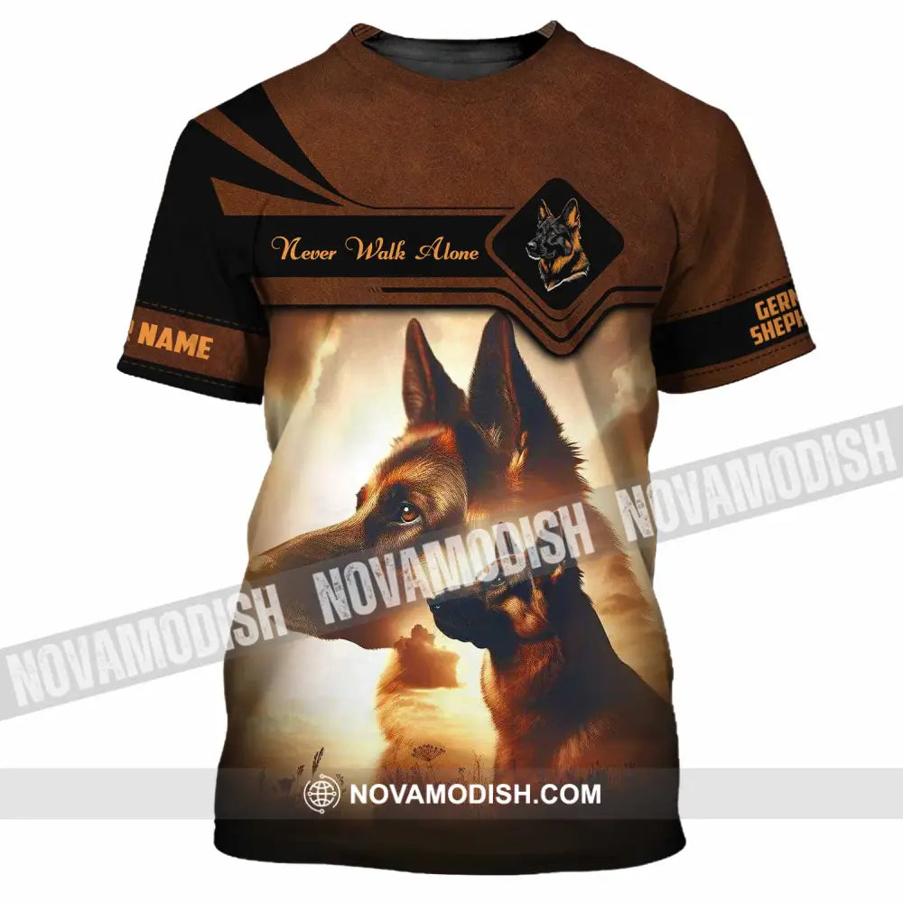Unisex Shirt - Custom German Shepherd Never Walk Alone Shirt T-Shirt / S T-shirt