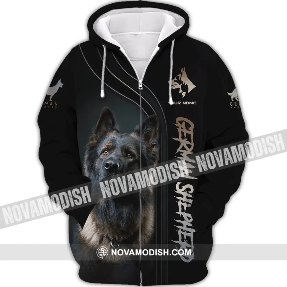 Unisex Shirt Custom German Shepherd T-Shirt For Dog Lovers Zipper Hoodie / S T-Shirt