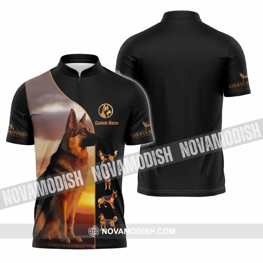 Unisex Shirt - Custom German Shepherd Shirt Zipper Polo Shirt / S T-shirt