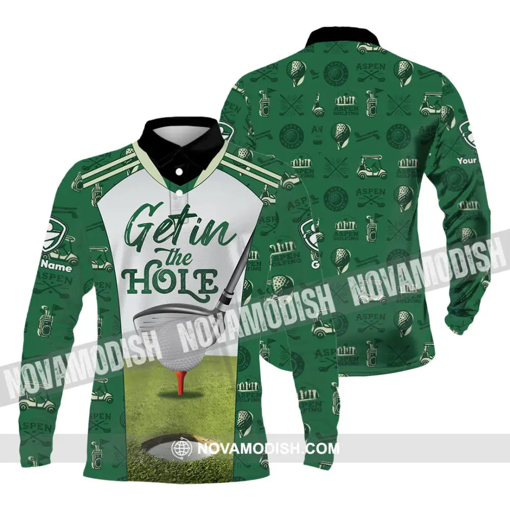 Unisex Shirt - Custom Get In The Hole Golf Shirt Long Sleeve Polo / S T-shirt