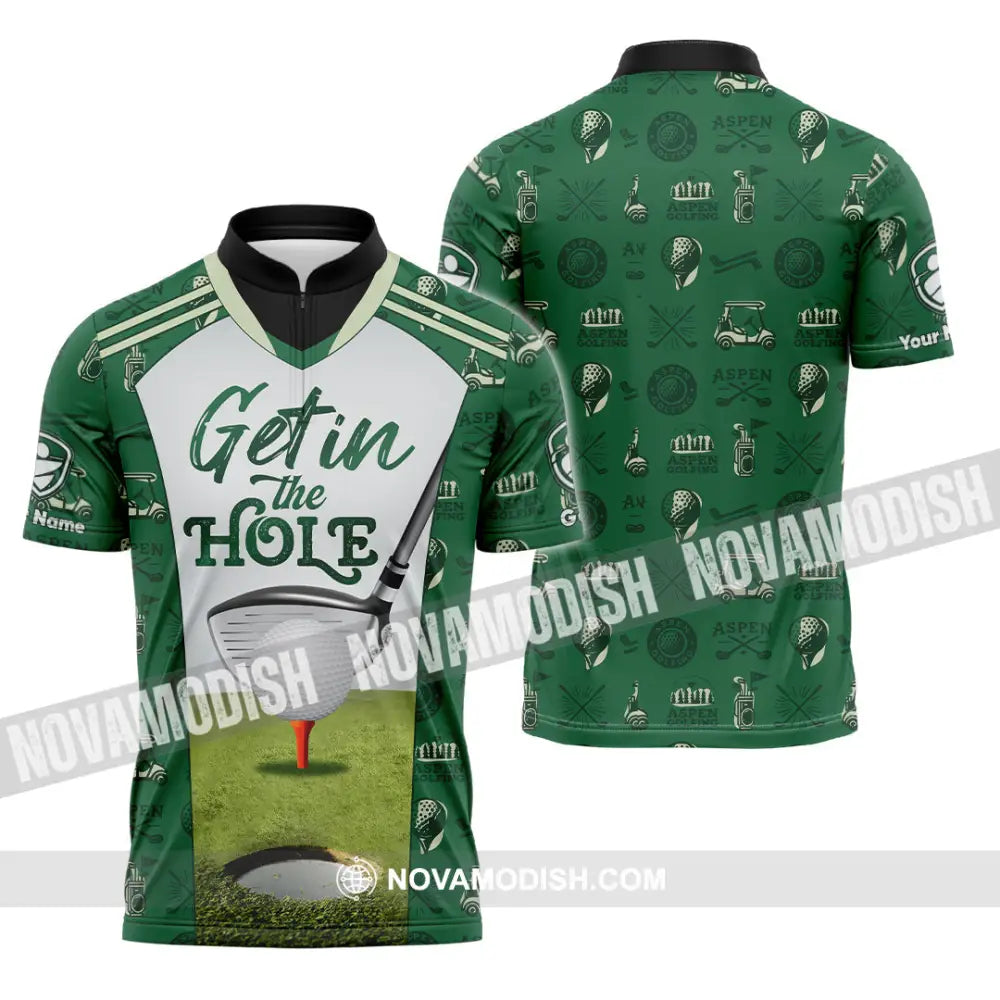 Unisex Shirt - Custom Get In The Hole Golf Shirt Zipper Polo Shirt / S T-shirt