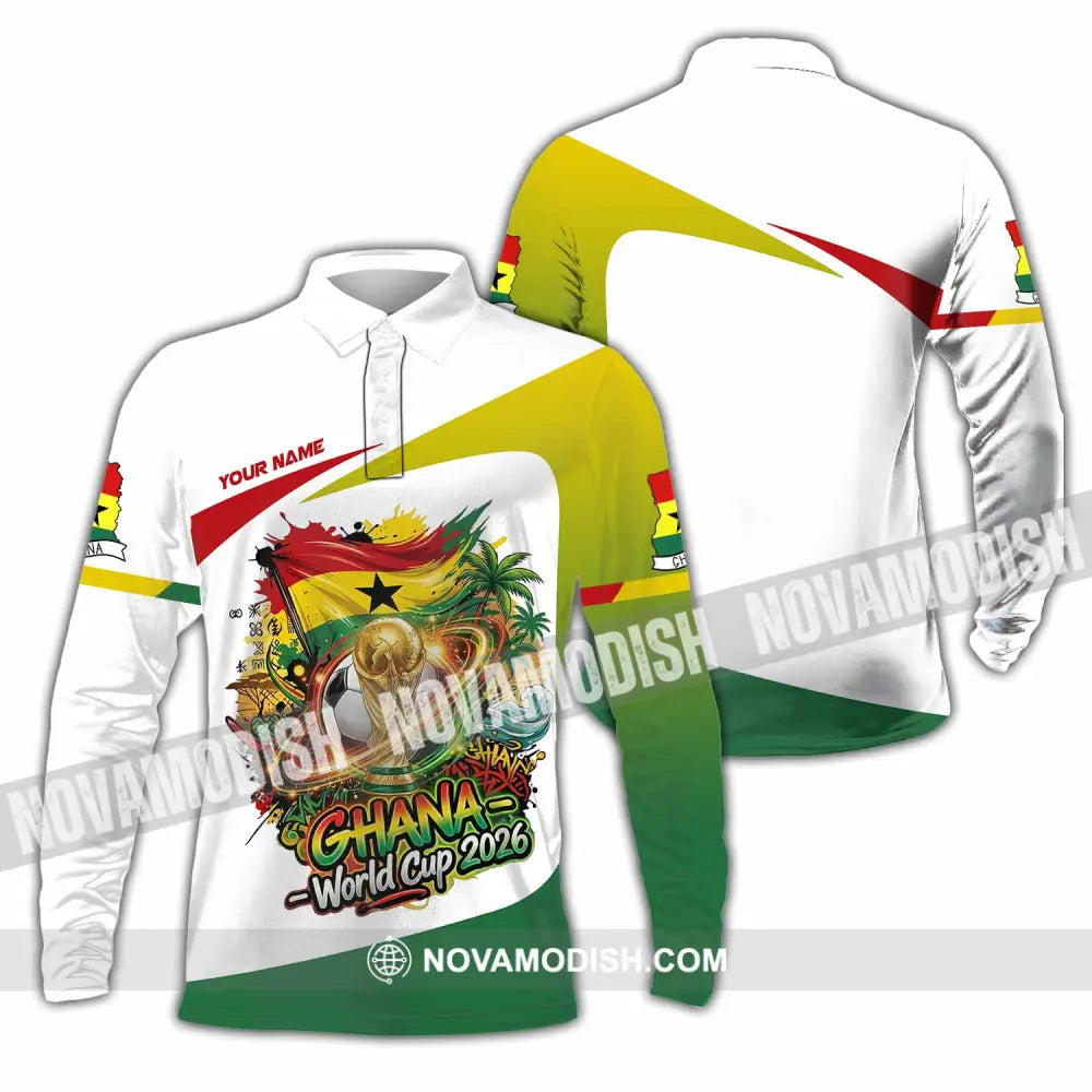 Unisex Shirt - Custom Ghana World Cup 2026 3D Shirt Long Sleeve Polo / S T-shirt