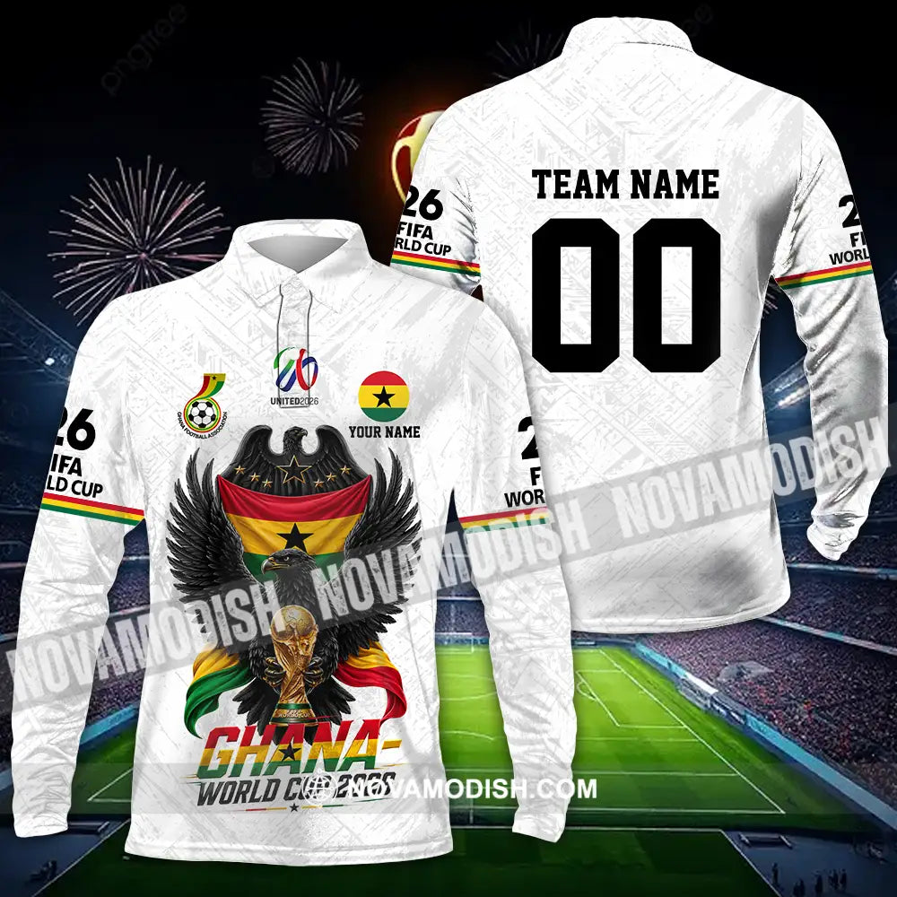 Unisex Shirt - Custom Ghana World Cup 2026 3D Shirt - Long Sleeve Polo / S - T-shirt