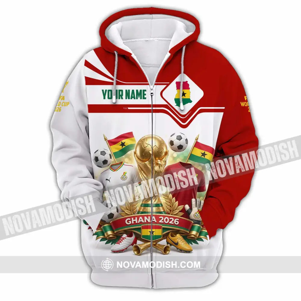 Unisex Shirt - Custom Ghana World Cup 2026 3D Shirt - Zipper Hoodie / S - T-shirt
