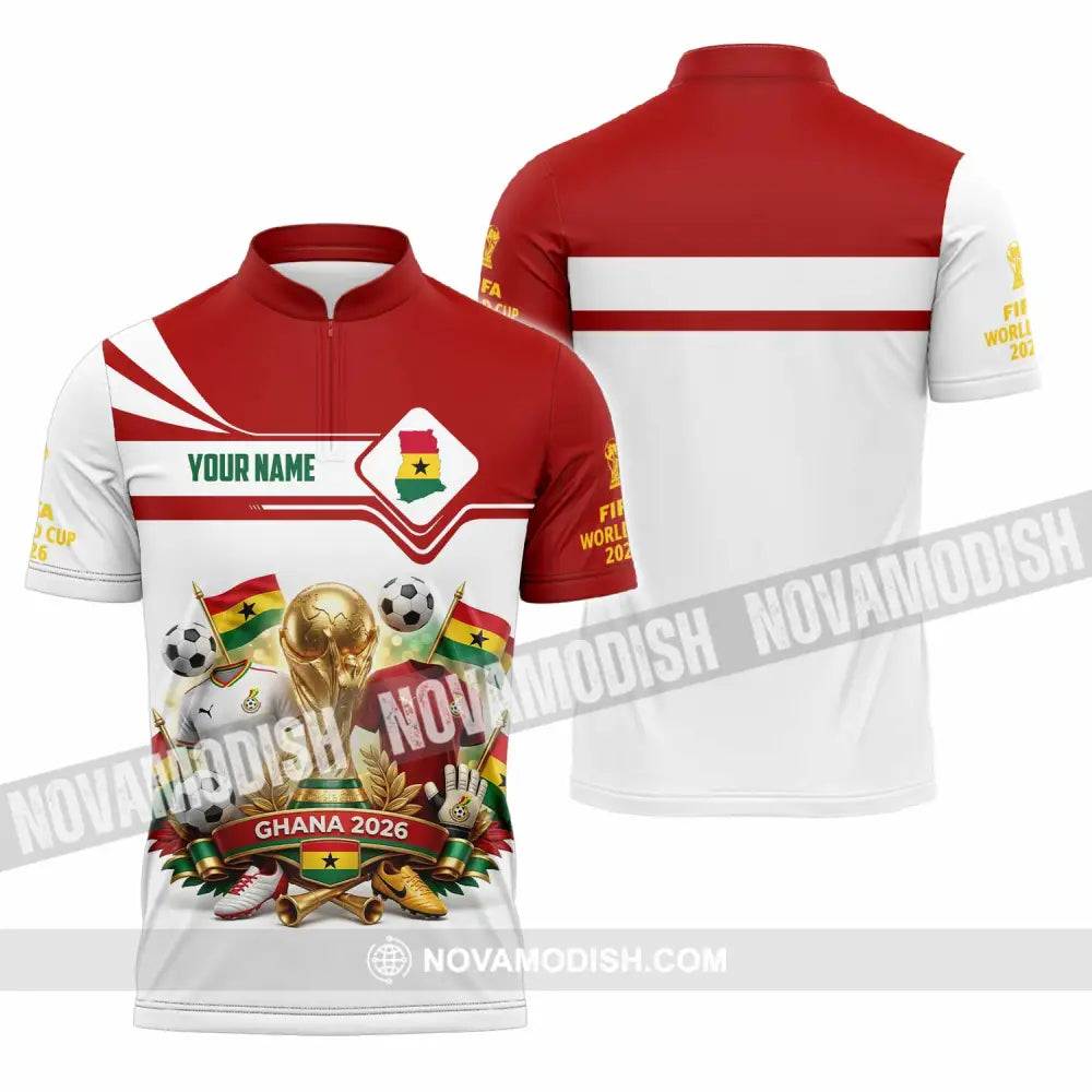 Unisex Shirt - Custom Ghana World Cup 2026 3D Shirt - Zipper Polo Shirt / S - T-shirt