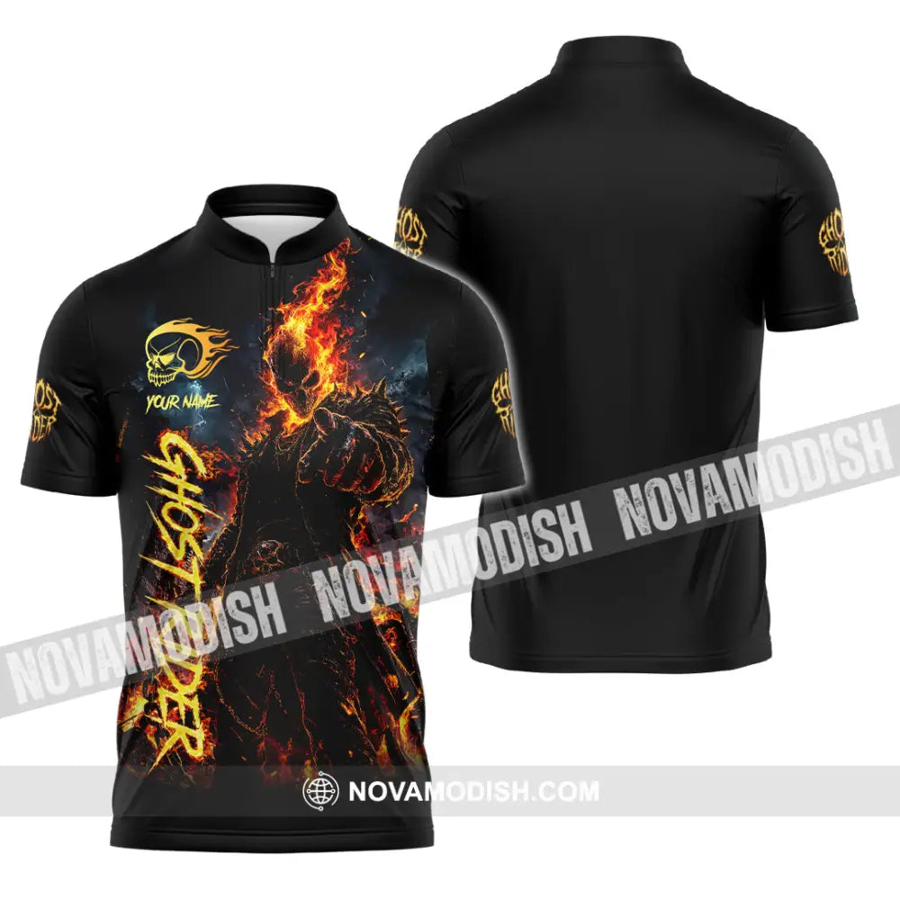 Unisex Shirt - Custom Ghost Rider Shirt - Zipper Polo Shirt / S - T-shirt