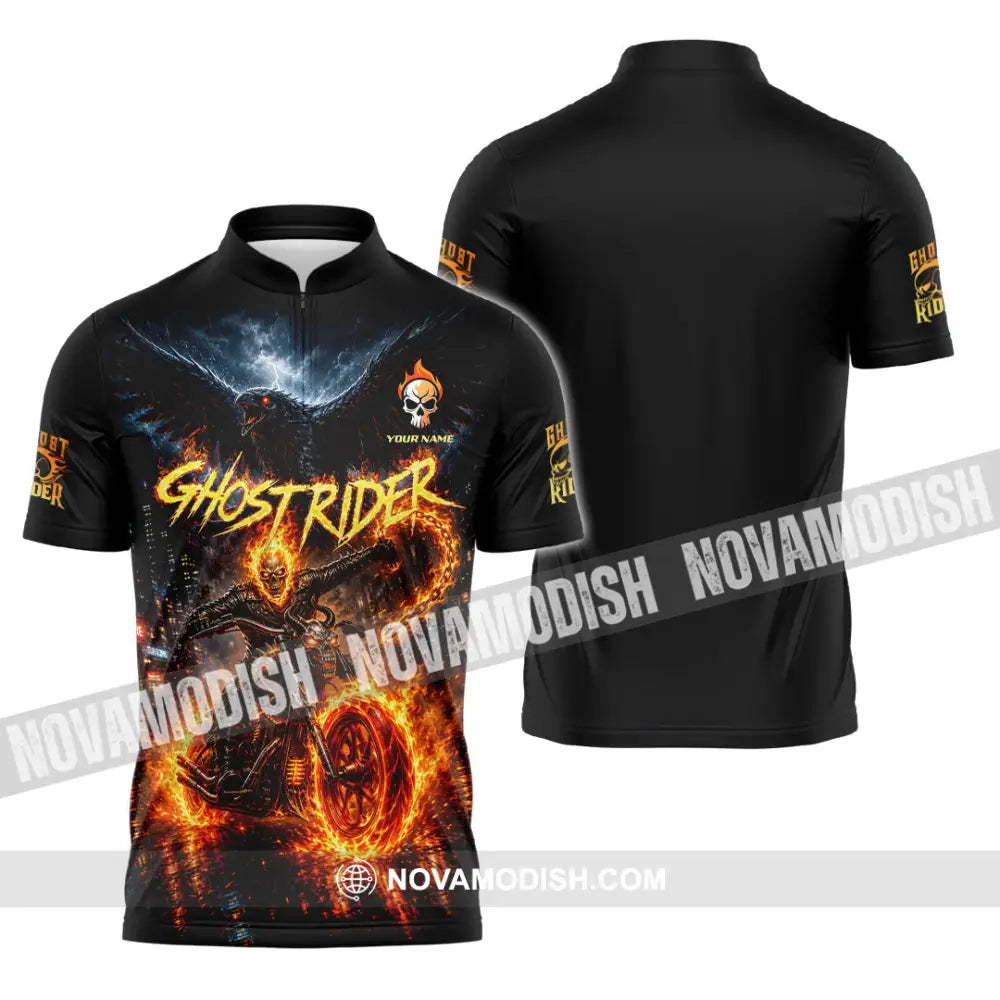 Unisex Shirt - Custom Ghost Rider Shirt - Zipper Polo Shirt / S - T-shirt