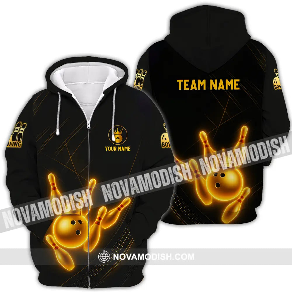 Unisex Shirt - Custom Golden Bowling Shirt Zipper Hoodie / S T-shirt