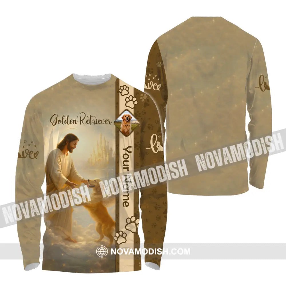 Unisex Shirt - Custom Golden Retriever And God Shirt Long Sleeve Shirt / S T-shirt