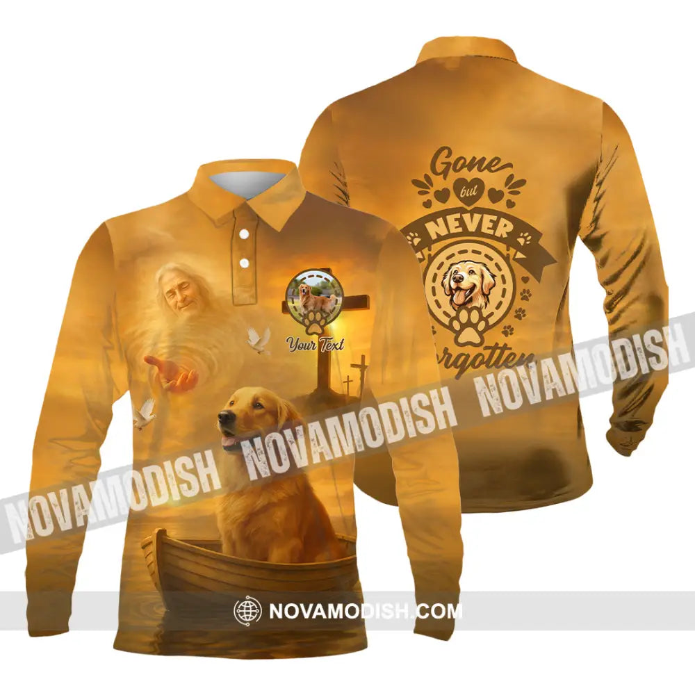 Unisex Shirt - Custom Golden Retriever Gone But Never Forgotten Shirt Long Sleeve Polo / S T-shirt