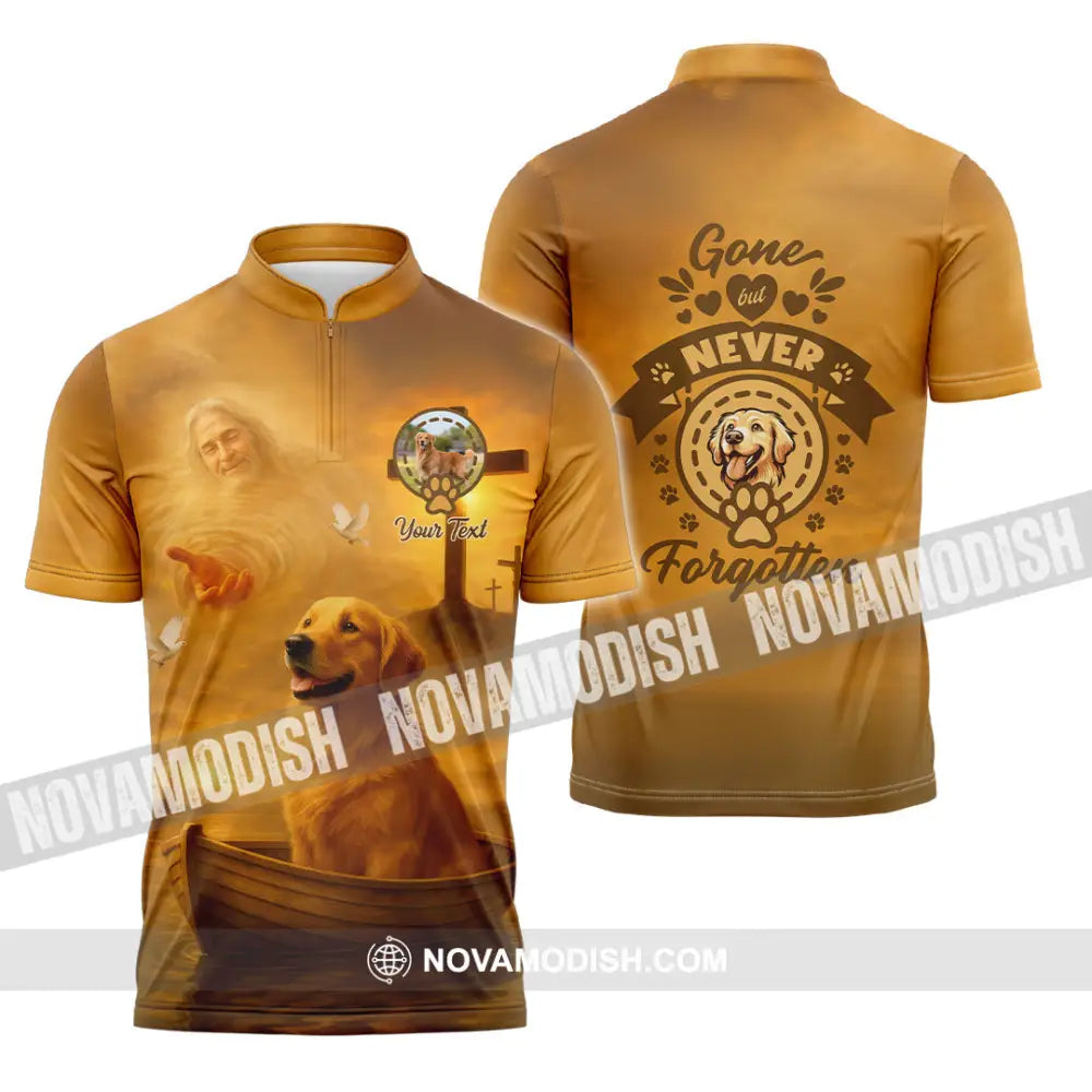 Unisex Shirt - Custom Golden Retriever Gone But Never Forgotten Shirt Zipper Polo Shirt / S T-shirt