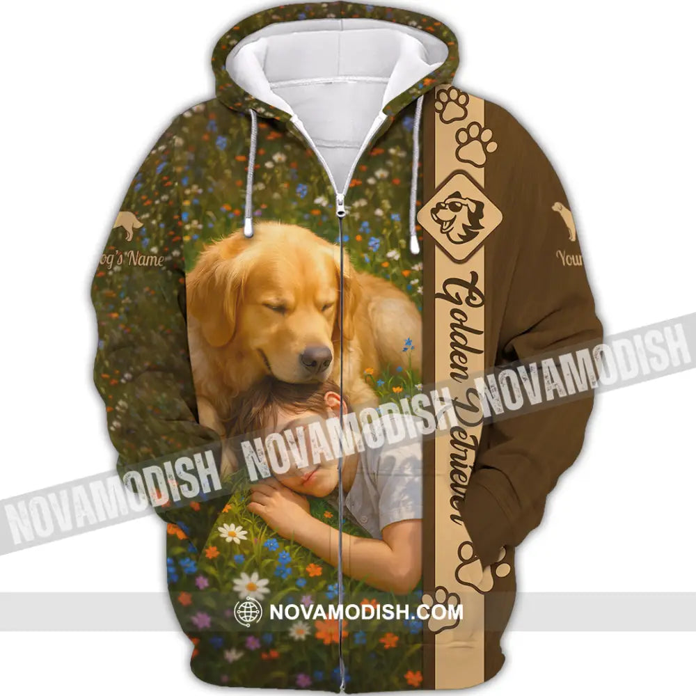 Unisex Shirt - Custom Golden Retriever Shirt Zipper Hoodie / S T-shirt
