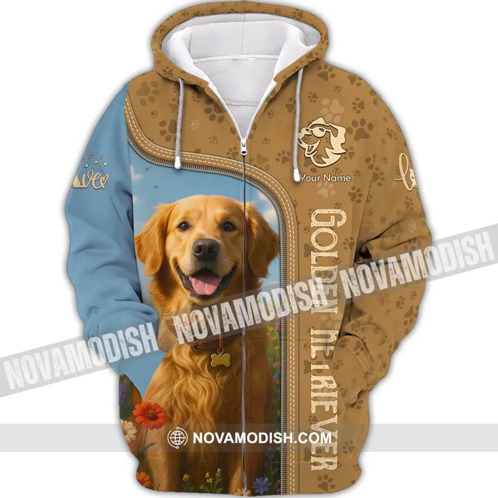 Unisex Shirt - Custom Golden Retriever Shirt Zipper Hoodie / S T-shirt
