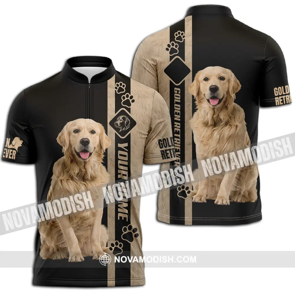 Unisex Shirt - Custom Golden Retriever Shirt Zipper Polo Shirt / S T-shirt