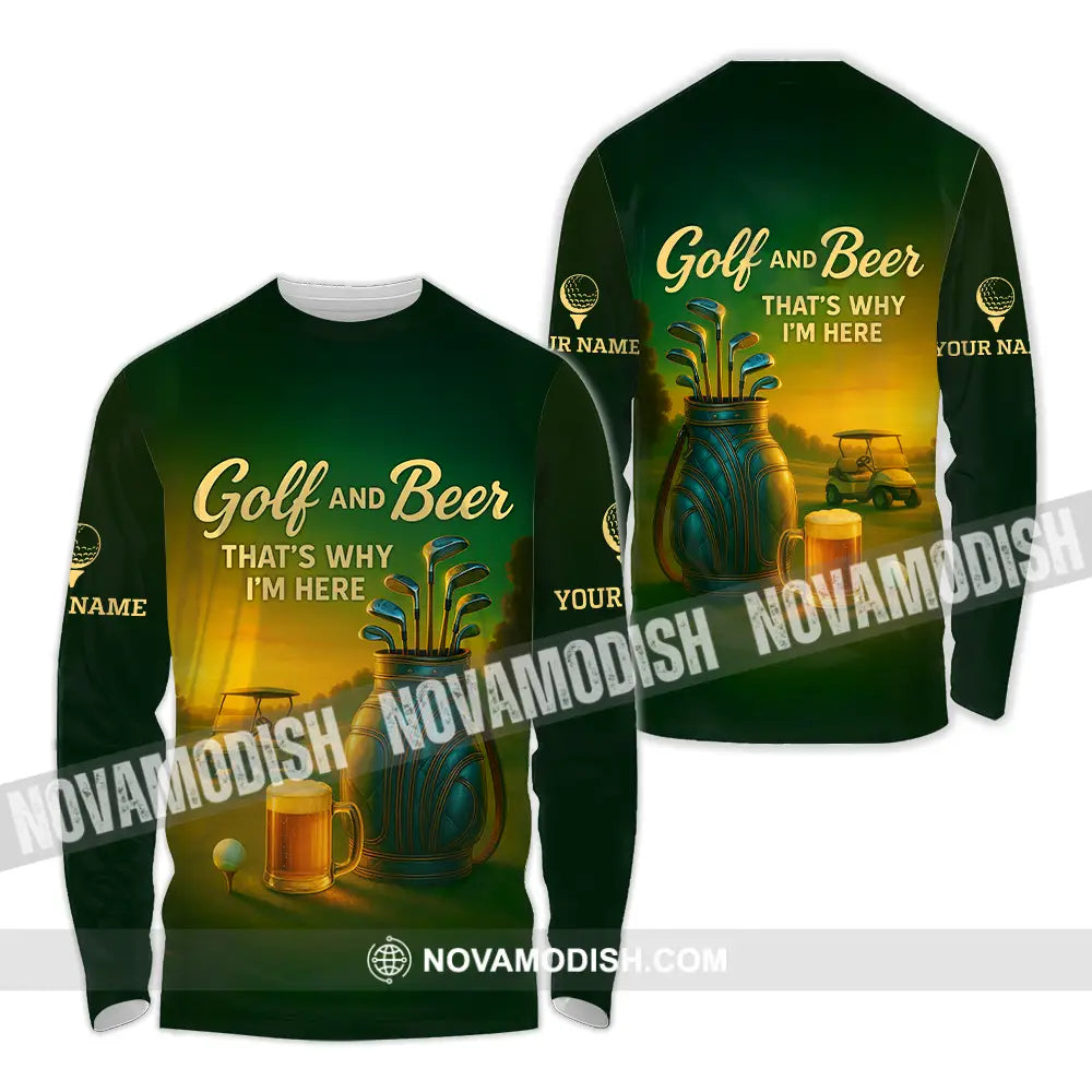 Unisex Shirt - Custom Golf And Beer Shirt Long Sleeve Shirt / S T-shirt