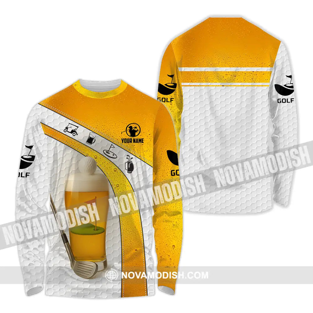 Unisex Shirt - Custom Golf And Beer Shirt Long Sleeve Shirt / S T-shirt