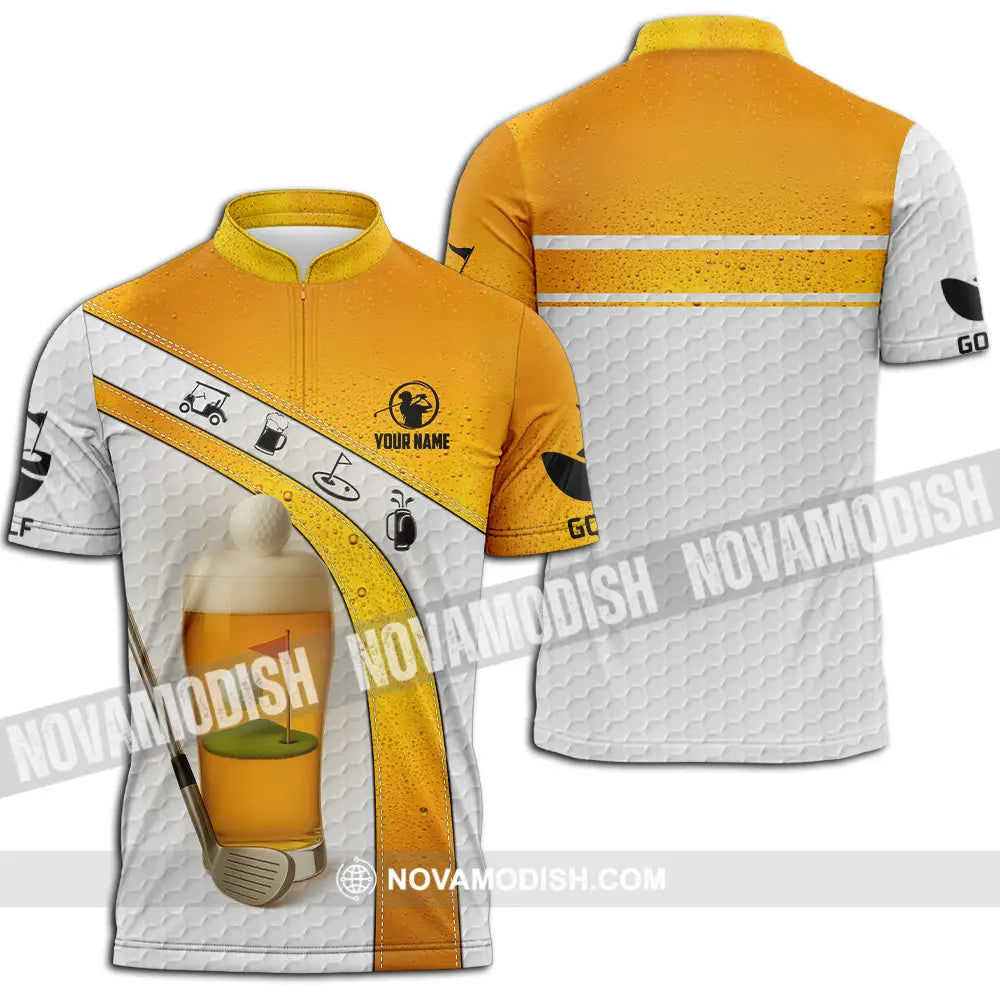 Unisex Shirt - Custom Golf And Beer Shirt Zipper Polo Shirt / S T-shirt